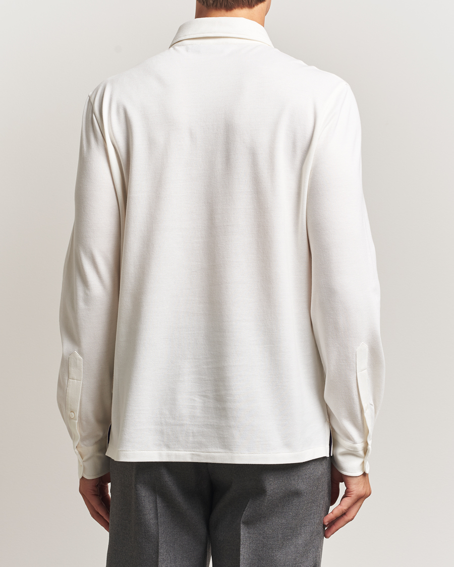 Herren | Poloshirts | Ralph Lauren Purple Label | Cotton/Cashmere Long Sleeve Polo Cream