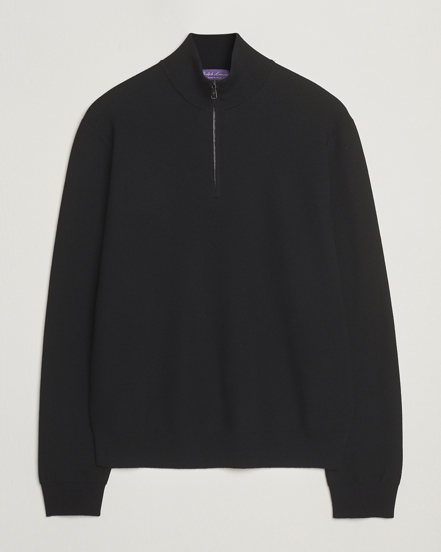 Herren | Pullover | Ralph Lauren Purple Label | Wool Pique Half Zip Polo Black