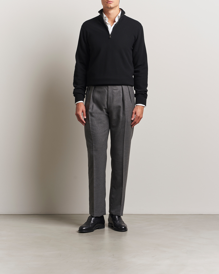 Herren | Pullover | Ralph Lauren Purple Label | Wool Pique Half Zip Polo Black