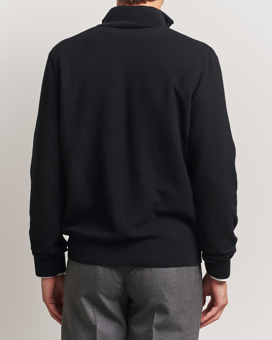Herren | Pullover | Ralph Lauren Purple Label | Wool Pique Half Zip Polo Black