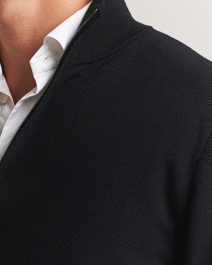 Herren | Pullover | Ralph Lauren Purple Label | Wool Pique Half Zip Polo Black