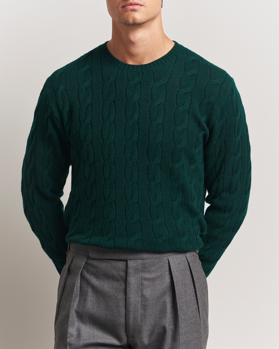 Herren | Pullover | Ralph Lauren Purple Label | Cashmere Cable Sweater Moss Agate
