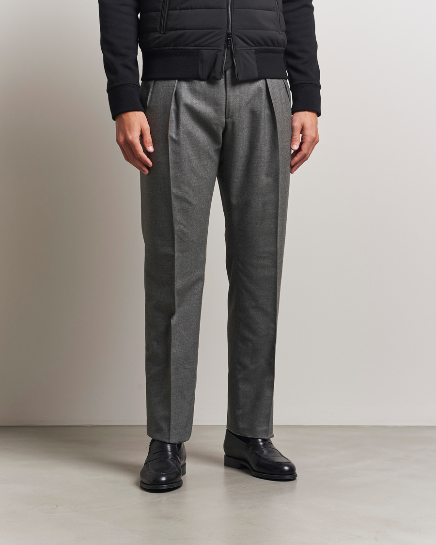 Herren | Hosen | Ralph Lauren Purple Label | Worsted Flannel Trousers Light Grey