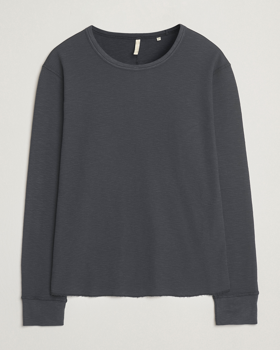 Herren | T-Shirts | Sunflower | Long Sleeve Waffle T-Shirt Washed Black