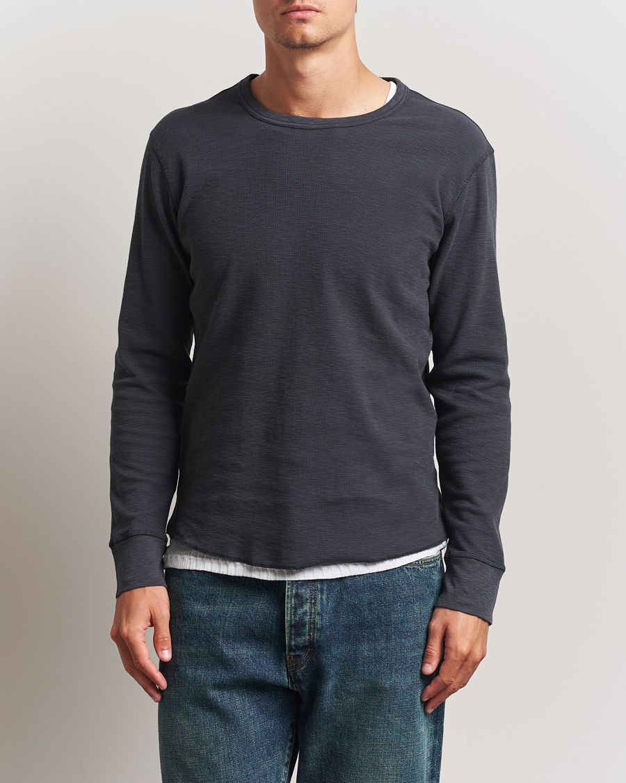 Herren | T-Shirts | Sunflower | Long Sleeve Waffle T-Shirt Washed Black