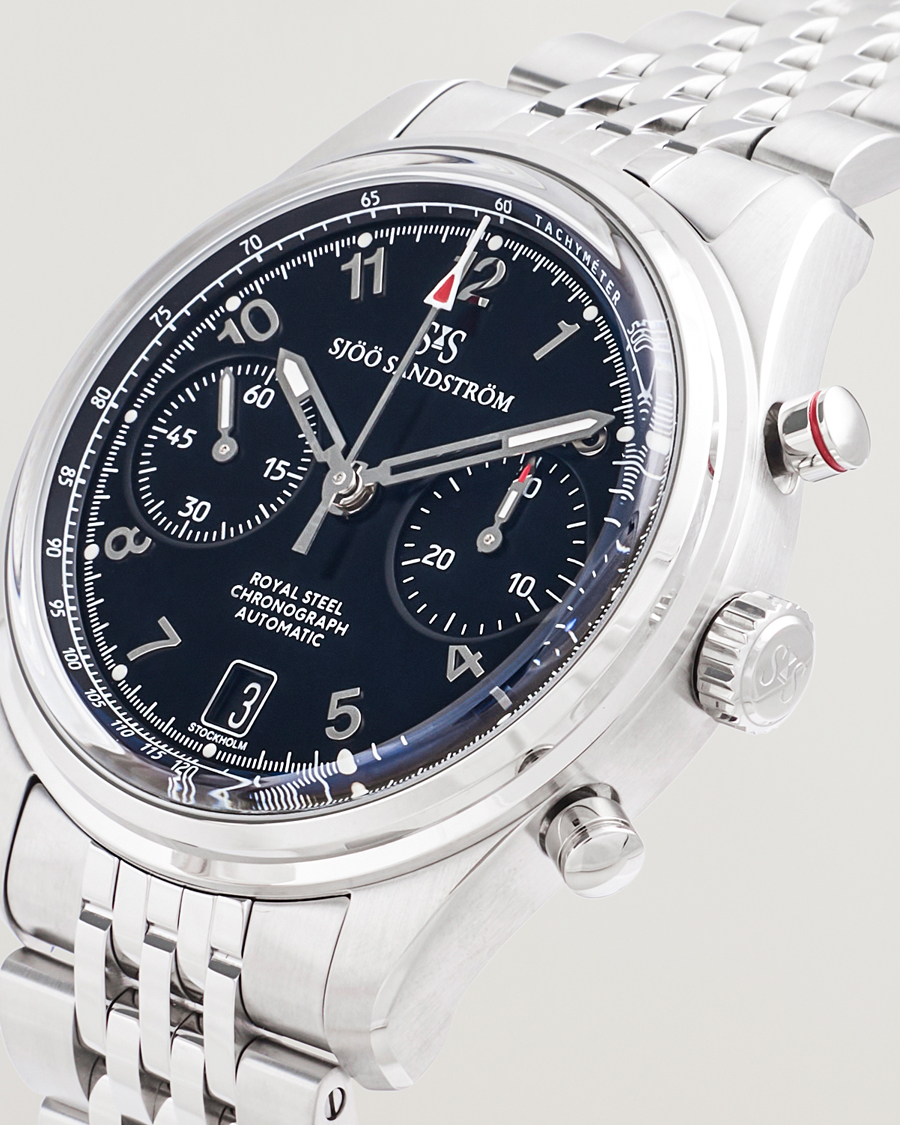 Herren | Sjöö Sandström Royal Steel Chronograph 40mm Black Dial | Sjöö Sandström | Royal Steel Chronograph 40mm Black Dial