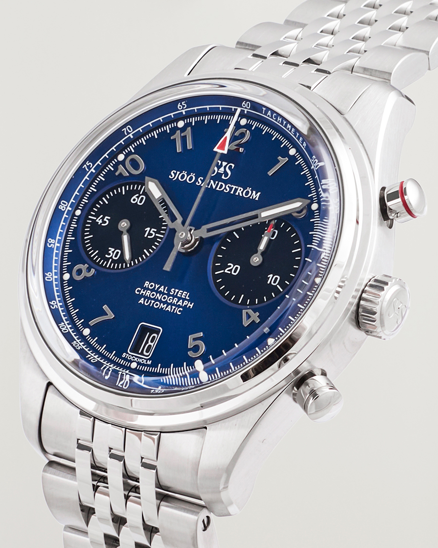 Herren | Sjöö Sandström Royal Steel Chronograph 40mm Blue Dial | Sjöö Sandström | Royal Steel Chronograph 40mm Blue Dial