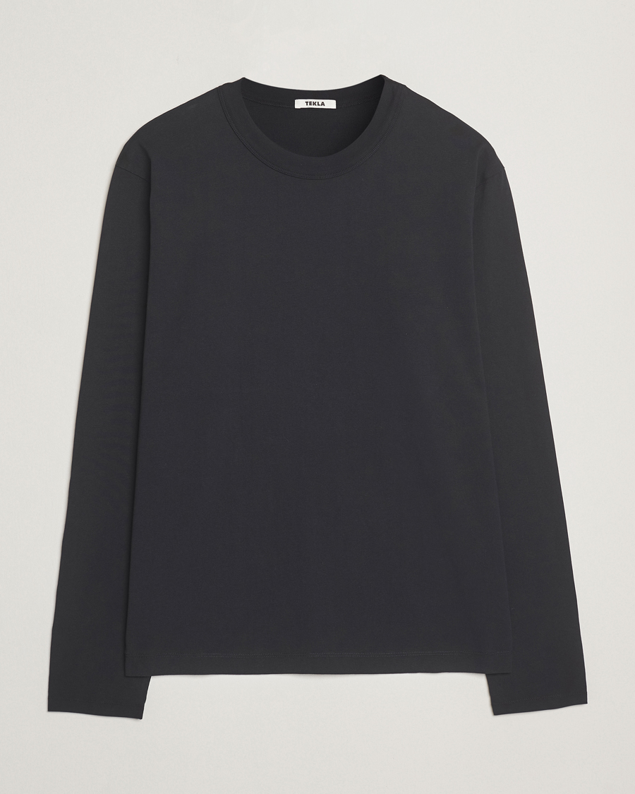 Herren | T-Shirts | Tekla | Organic Cotton Long Sleeve T-Shirt Black
