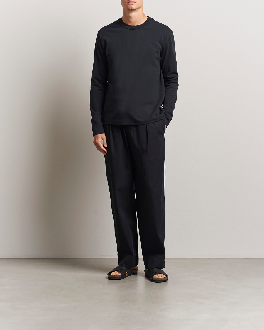 Herren | T-Shirts | Tekla | Organic Cotton Long Sleeve T-Shirt Black
