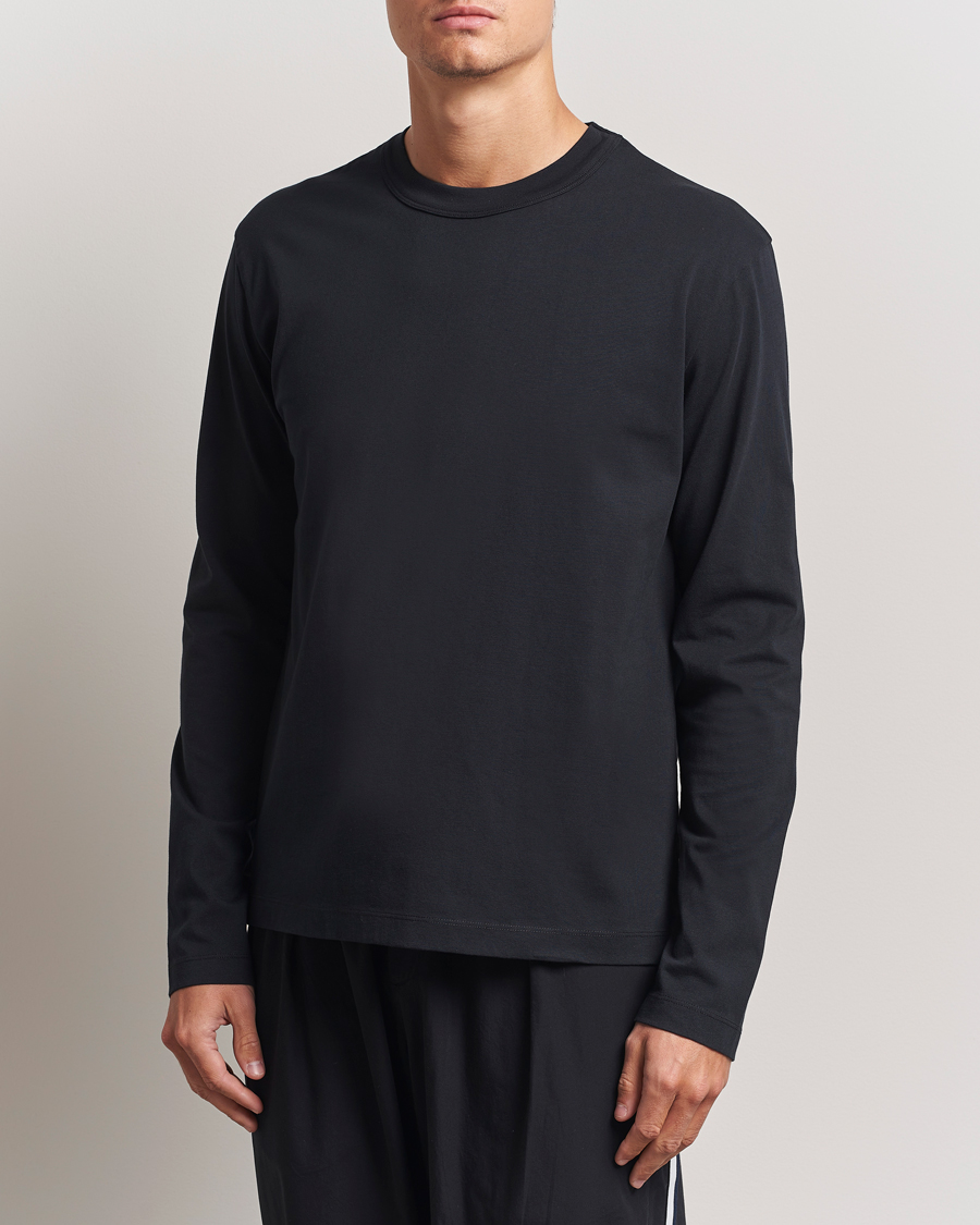 Herren | T-Shirts | Tekla | Organic Cotton Long Sleeve T-Shirt Black