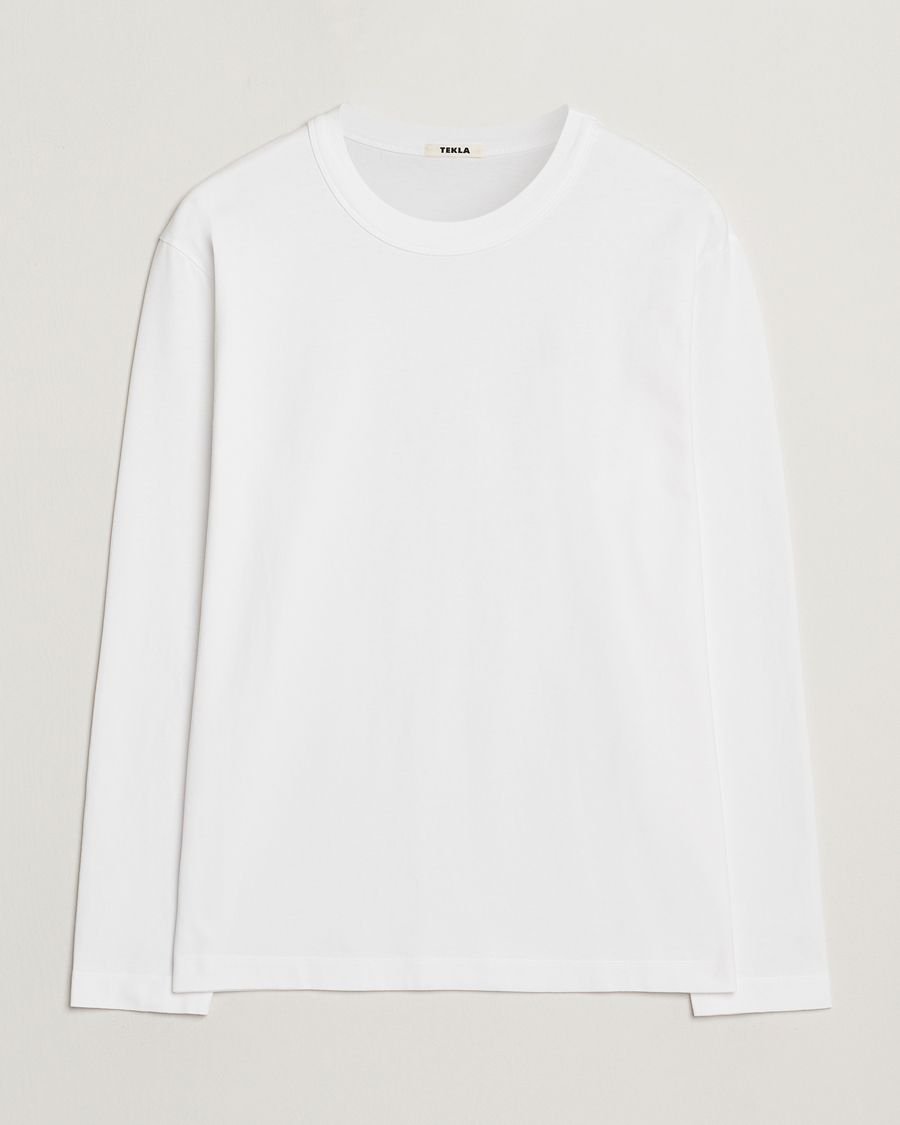 Herren | T-Shirts | Tekla | Organic Cotton Long Sleeve T-Shirt White