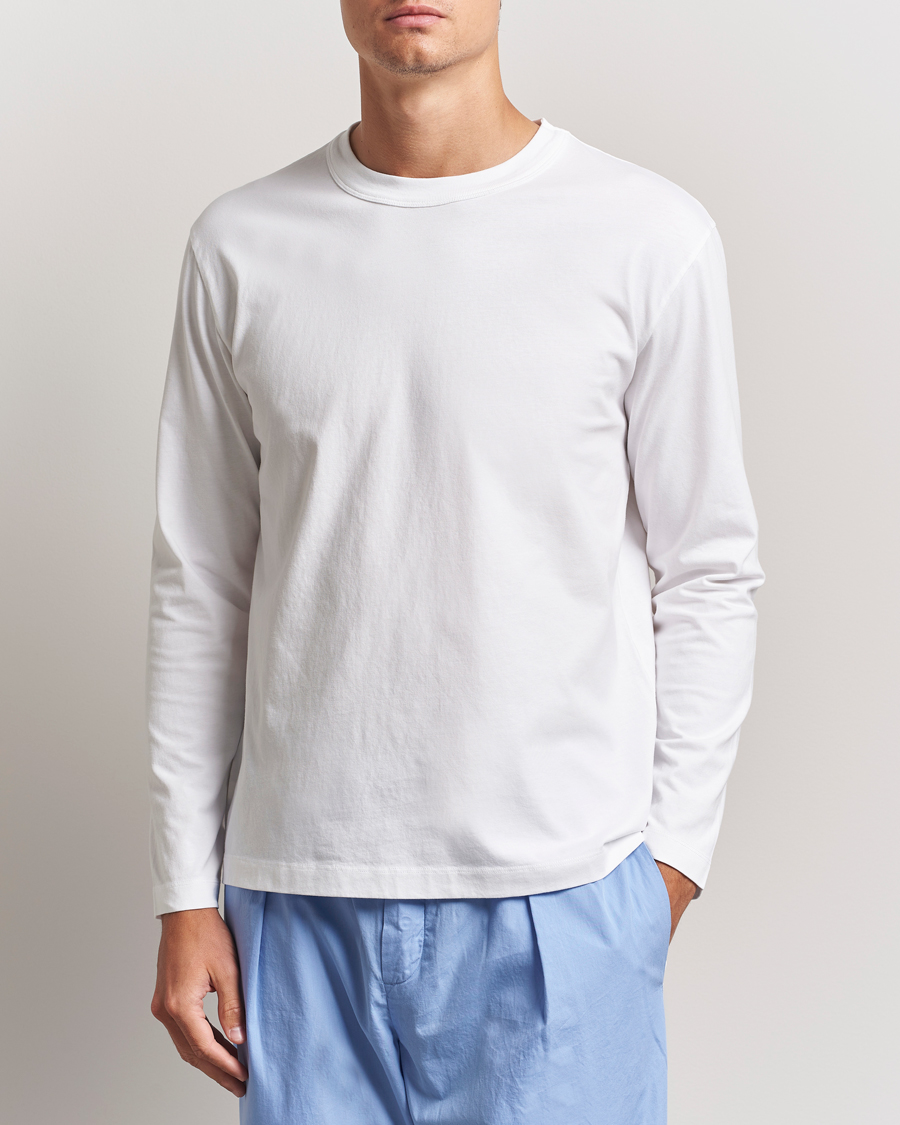 Herren | T-Shirts | Tekla | Organic Cotton Long Sleeve T-Shirt White