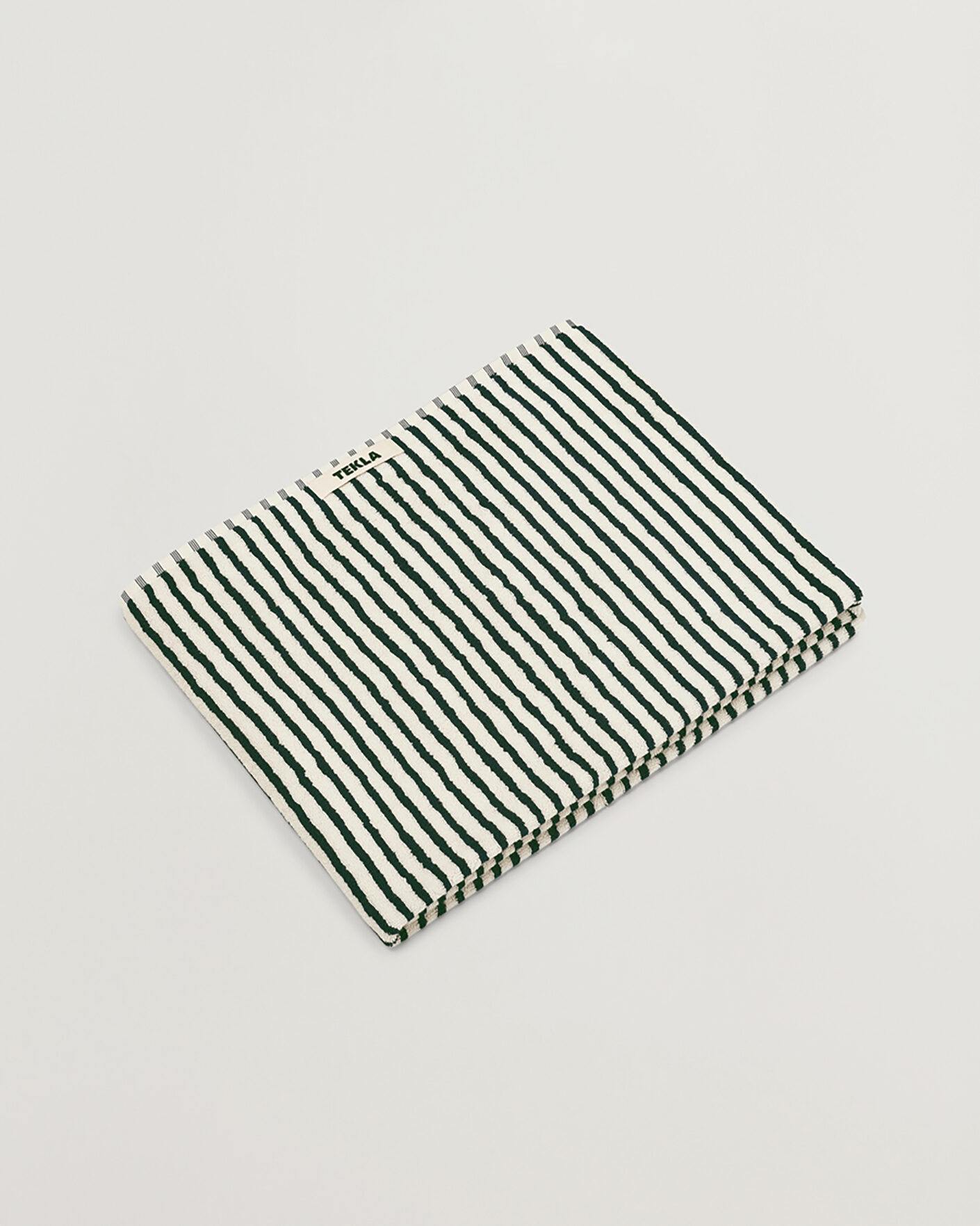 Herren | Tekla Organic Terry Bath Towel Racing Green Stripes | Tekla | Organic Terry Bath Towel Racing Green Stripes
