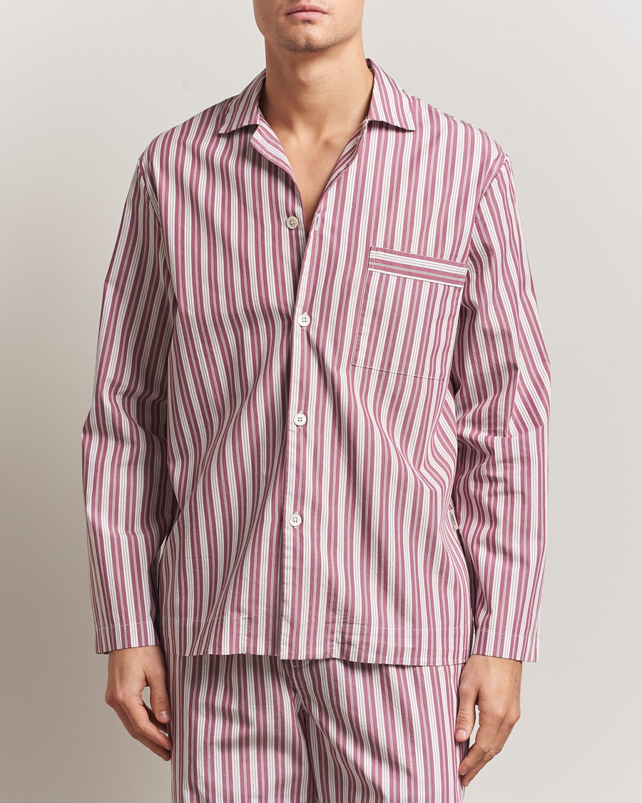 Herren | Schlafanzüge & Bademäntel | Tekla | Poplin Pyjama Shirt Rhubarb Stripes