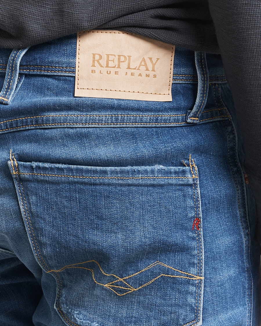 Herren | Jeans | Replay | Anbass Distressed Super Stretch Bio Jeans Medium Blue