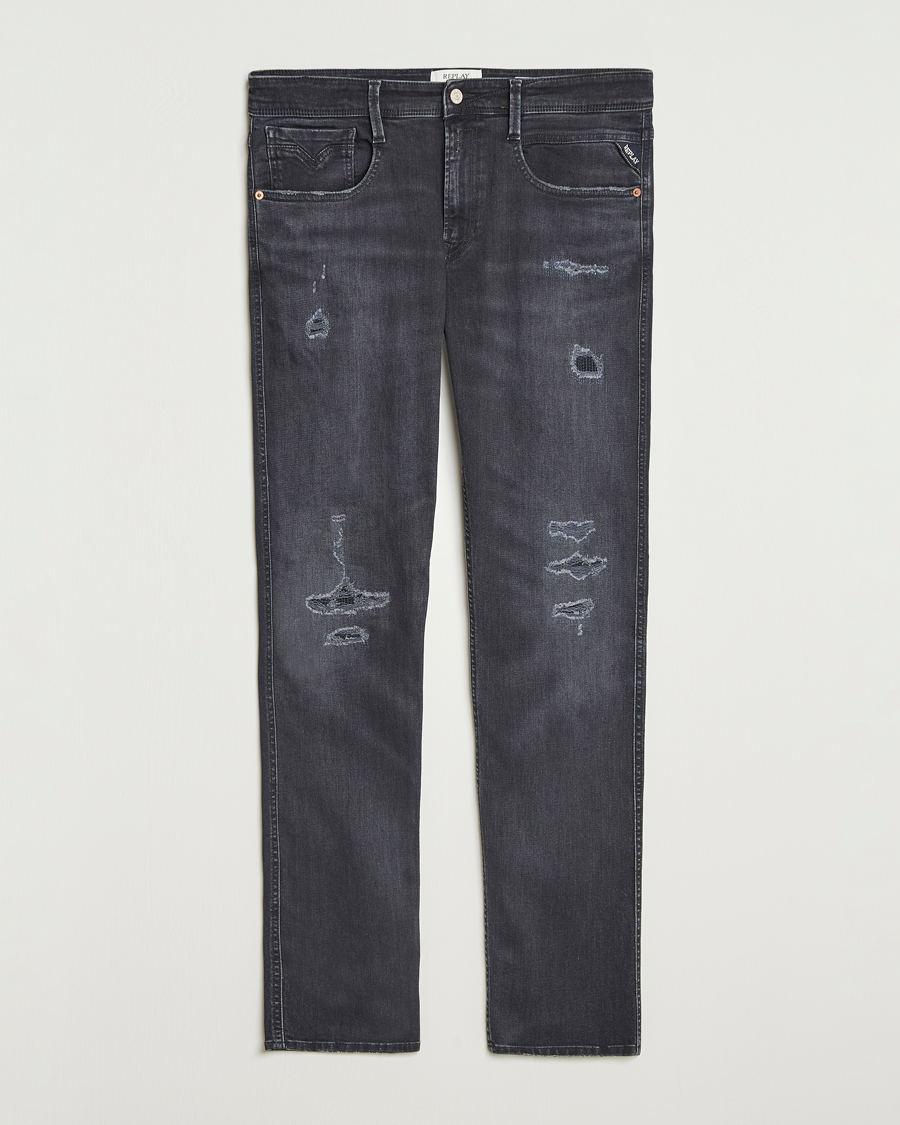 Herren | Jeans | Replay | Anbass Distressed Super Stretch Bio Jeans Washed Black