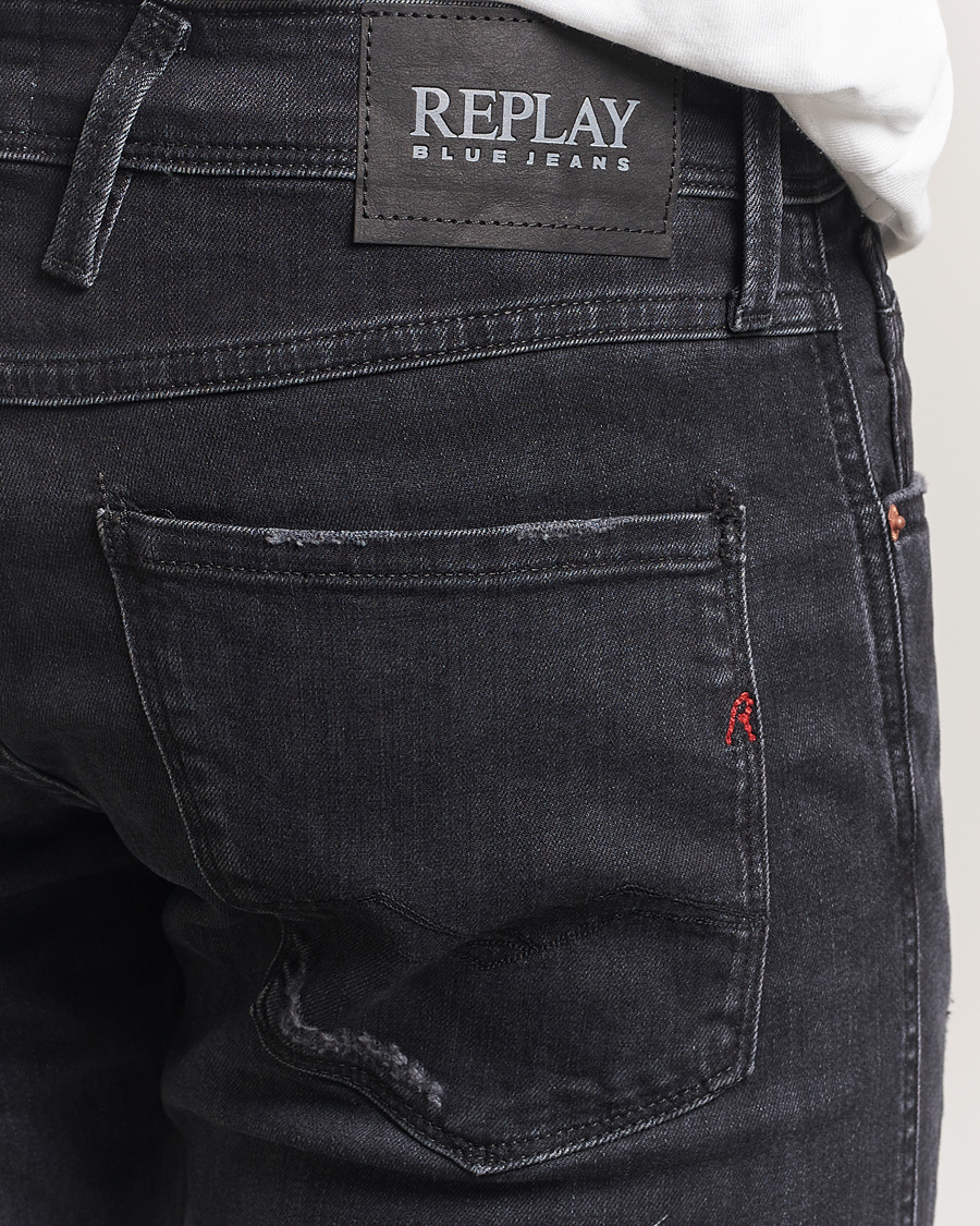Herren | Jeans | Replay | Anbass Distressed Super Stretch Bio Jeans Washed Black