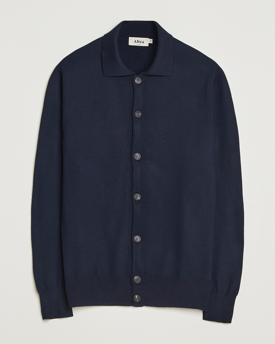 Herren | Pullover | Altea | Merino Wool Cardigan Navy