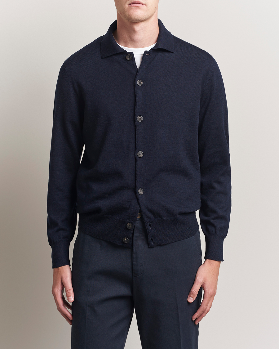 Herren | Pullover | Altea | Merino Wool Cardigan Navy
