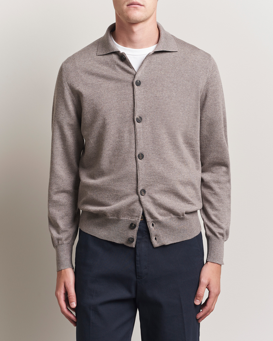 Herren | Pullover | Altea | Merino Wool Cardigan Taupe