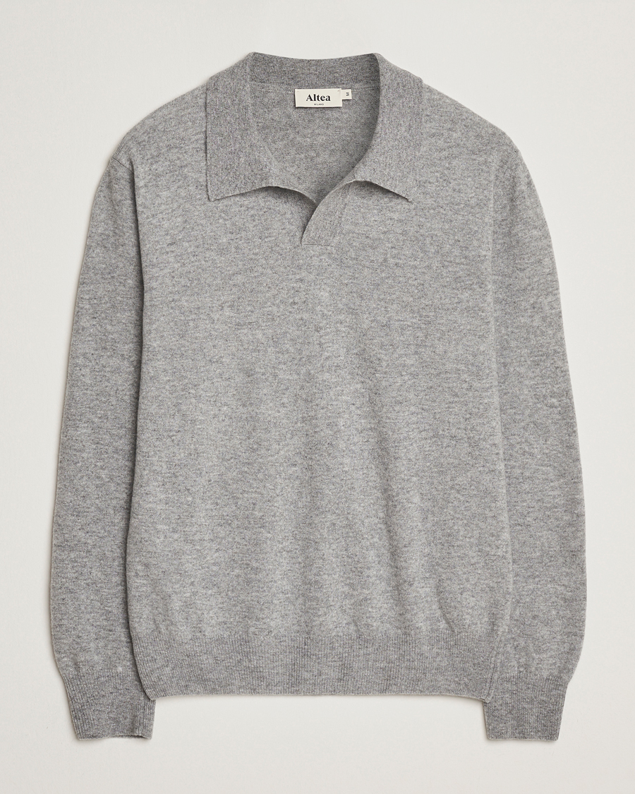 Herren | Pullover | Altea | Knitted Long Sleeve Polo Grey Melange
