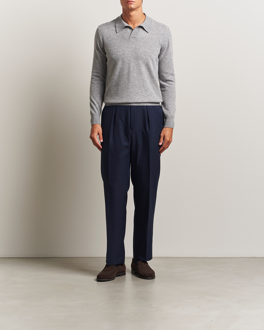 Herren | Pullover | Altea | Knitted Long Sleeve Polo Grey Melange