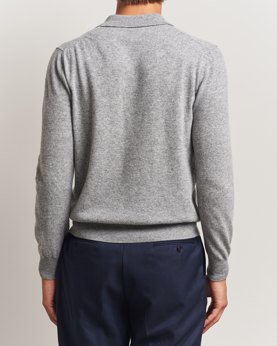 Herren | Pullover | Altea | Knitted Long Sleeve Polo Grey Melange