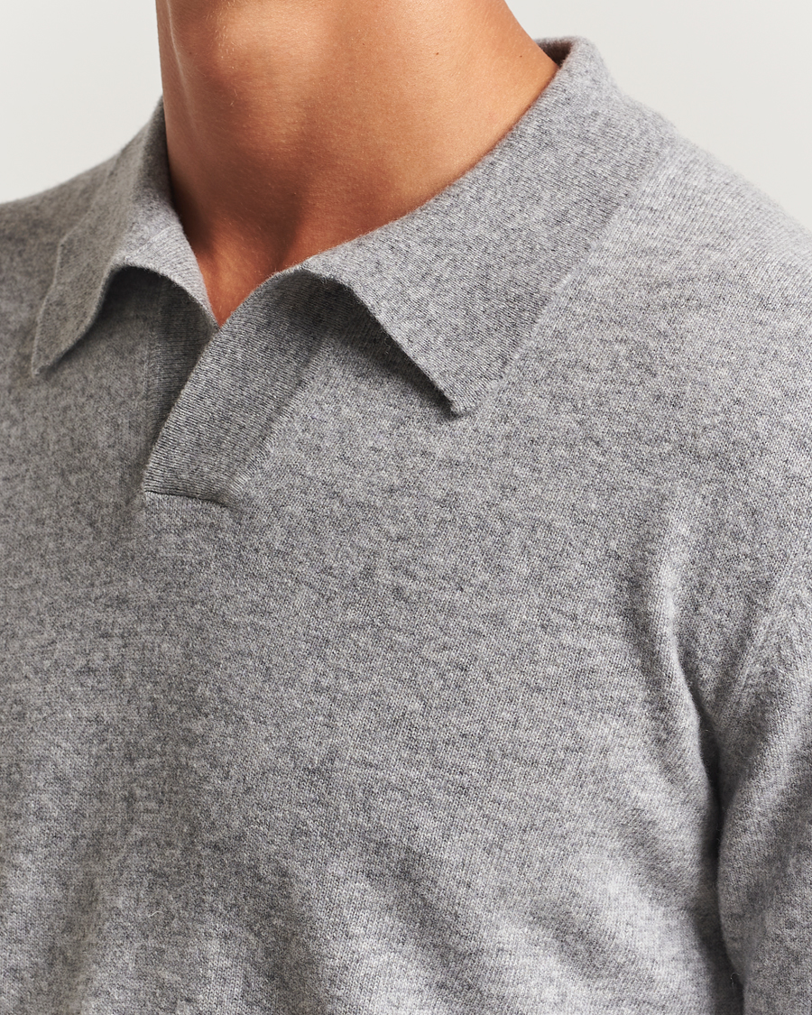Herren | Pullover | Altea | Knitted Long Sleeve Polo Grey Melange