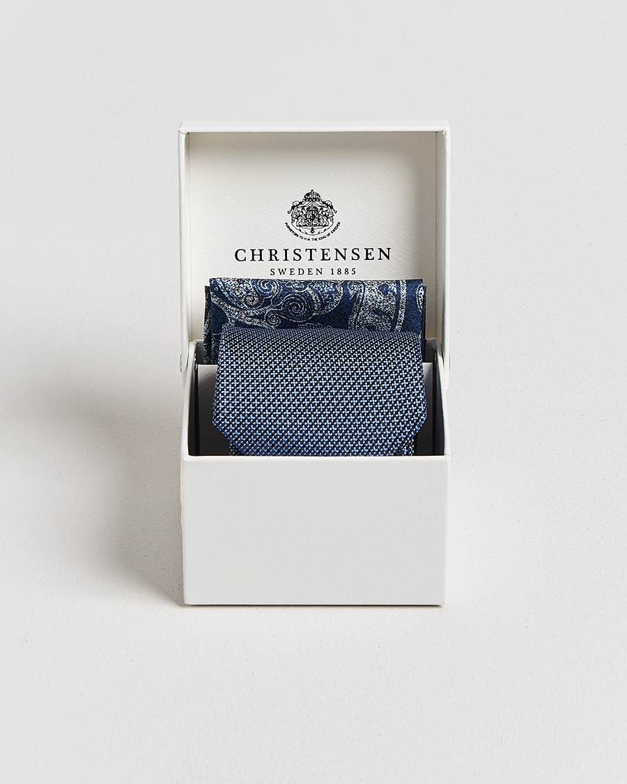 Herren | Krawatten | Amanda Christensen | Box Set Silk 8 cm Tie And Pocket Square Sky Blue