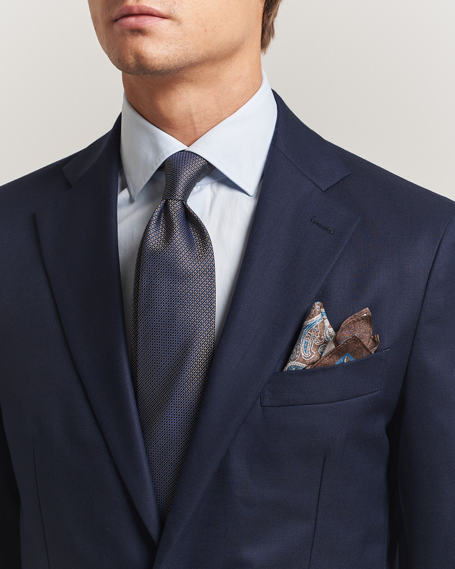 Herren | Krawatten | Amanda Christensen | Box Set Silk 8 cm Tie And Pocket Square Brown