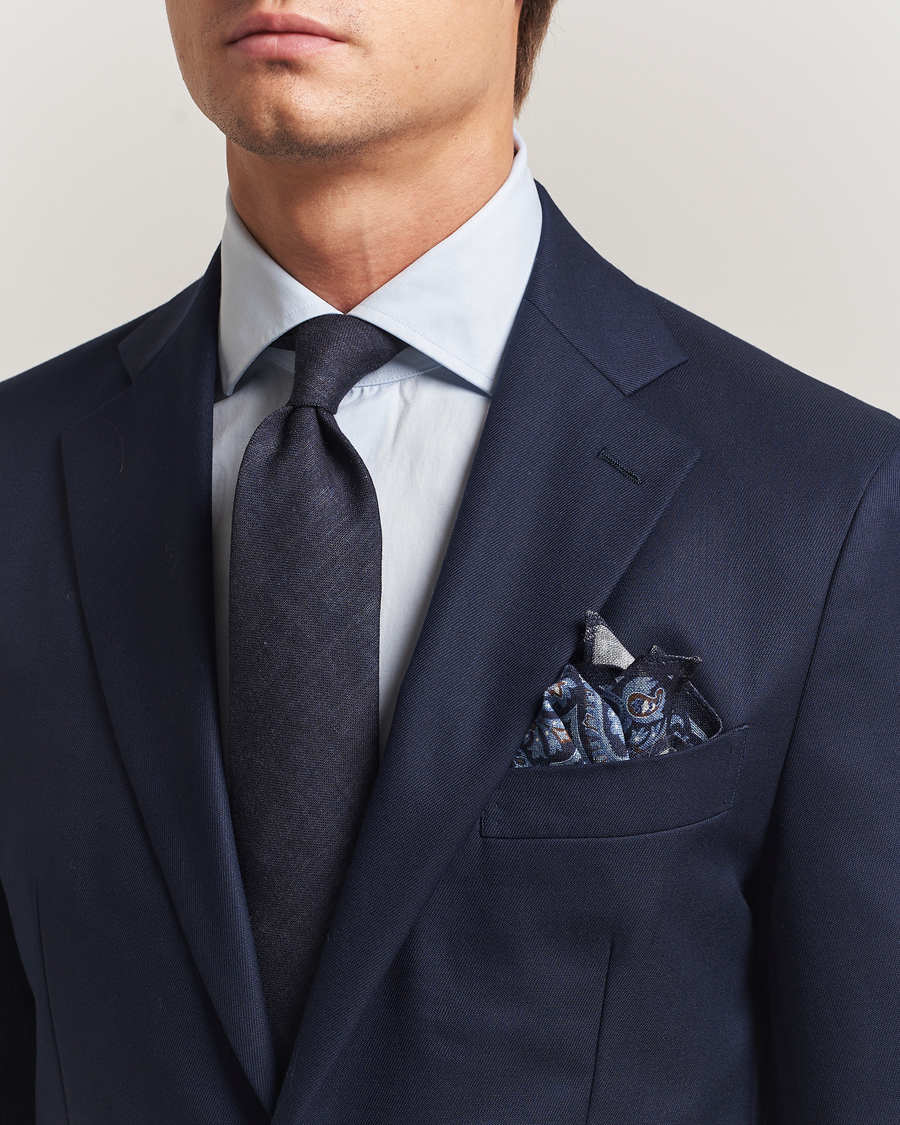 Herren | Krawatten | Amanda Christensen | Box Set Wool 8 cm Tie And Pocket Square Navy