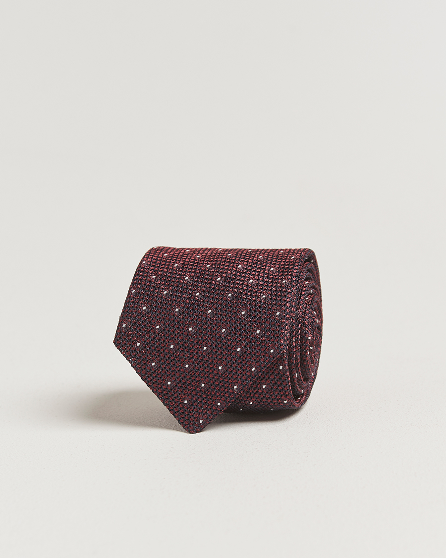 Herren | Krawatten | Amanda Christensen | Silk Grenadine Dot 8cm Tie Wine
