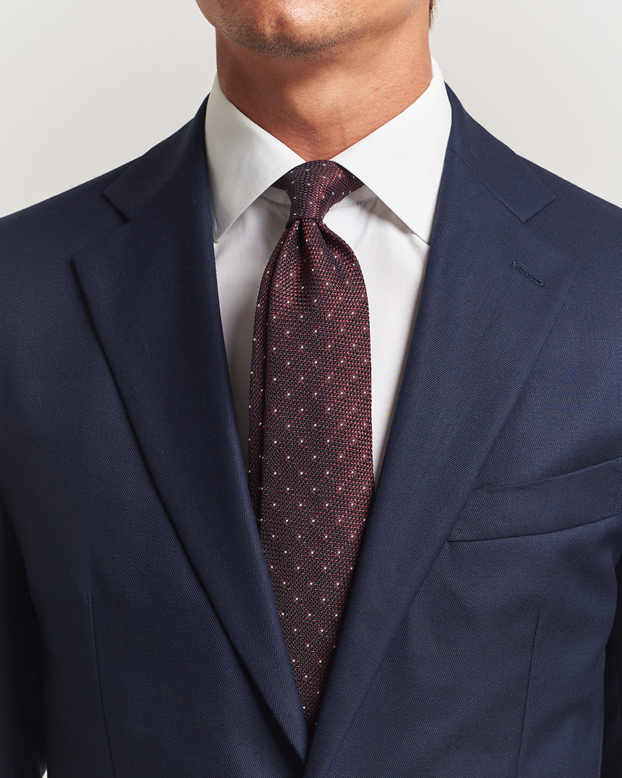 Herren | Krawatten | Amanda Christensen | Silk Grenadine Dot 8cm Tie Wine