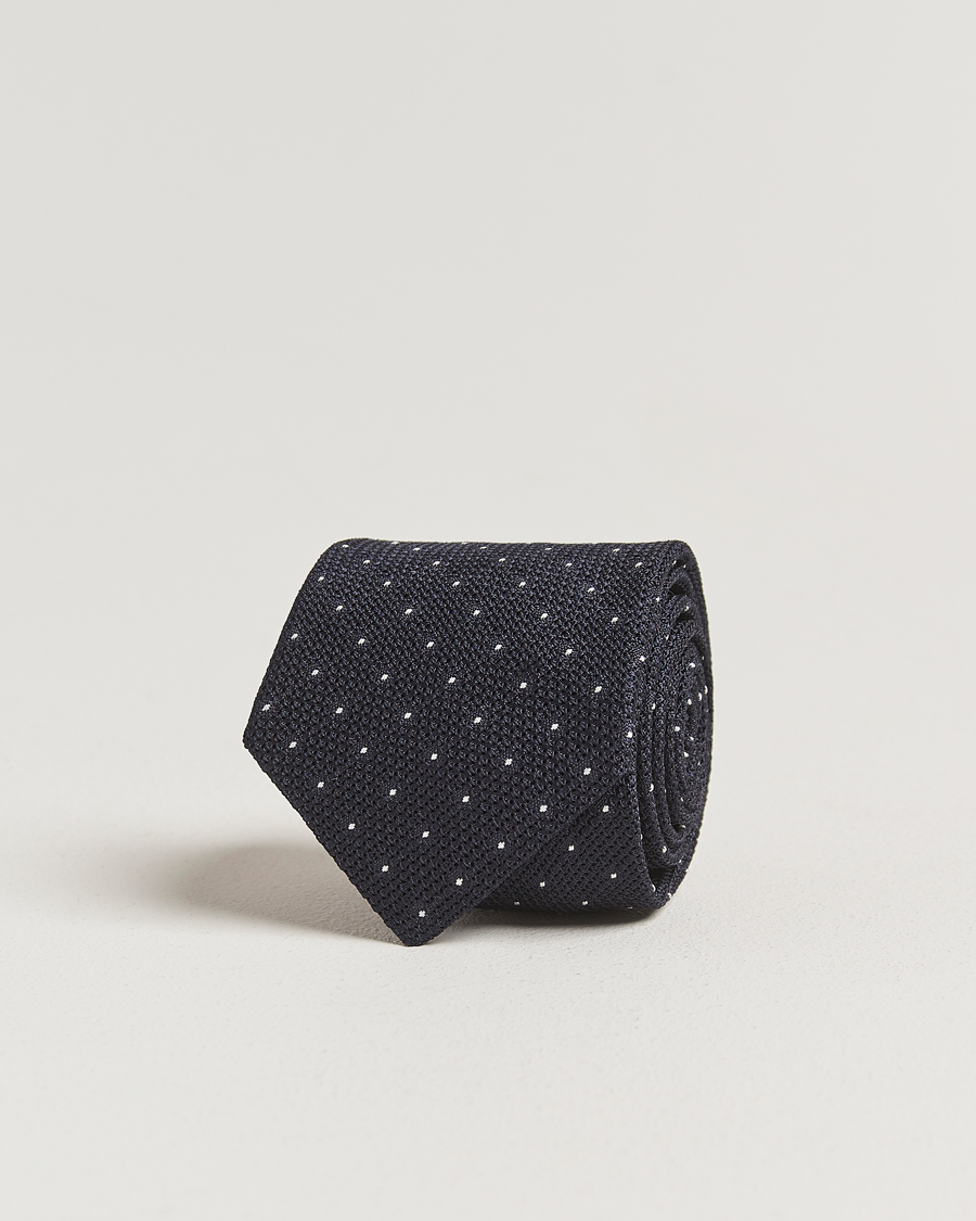 Herren | Krawatten | Amanda Christensen | Silk Grenadine Dot 8cm Tie Navy