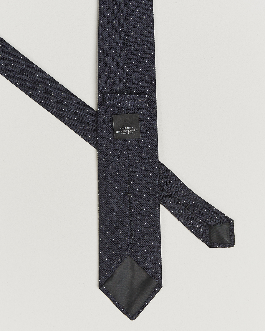 Herren | Krawatten | Amanda Christensen | Silk Grenadine Dot 8cm Tie Navy