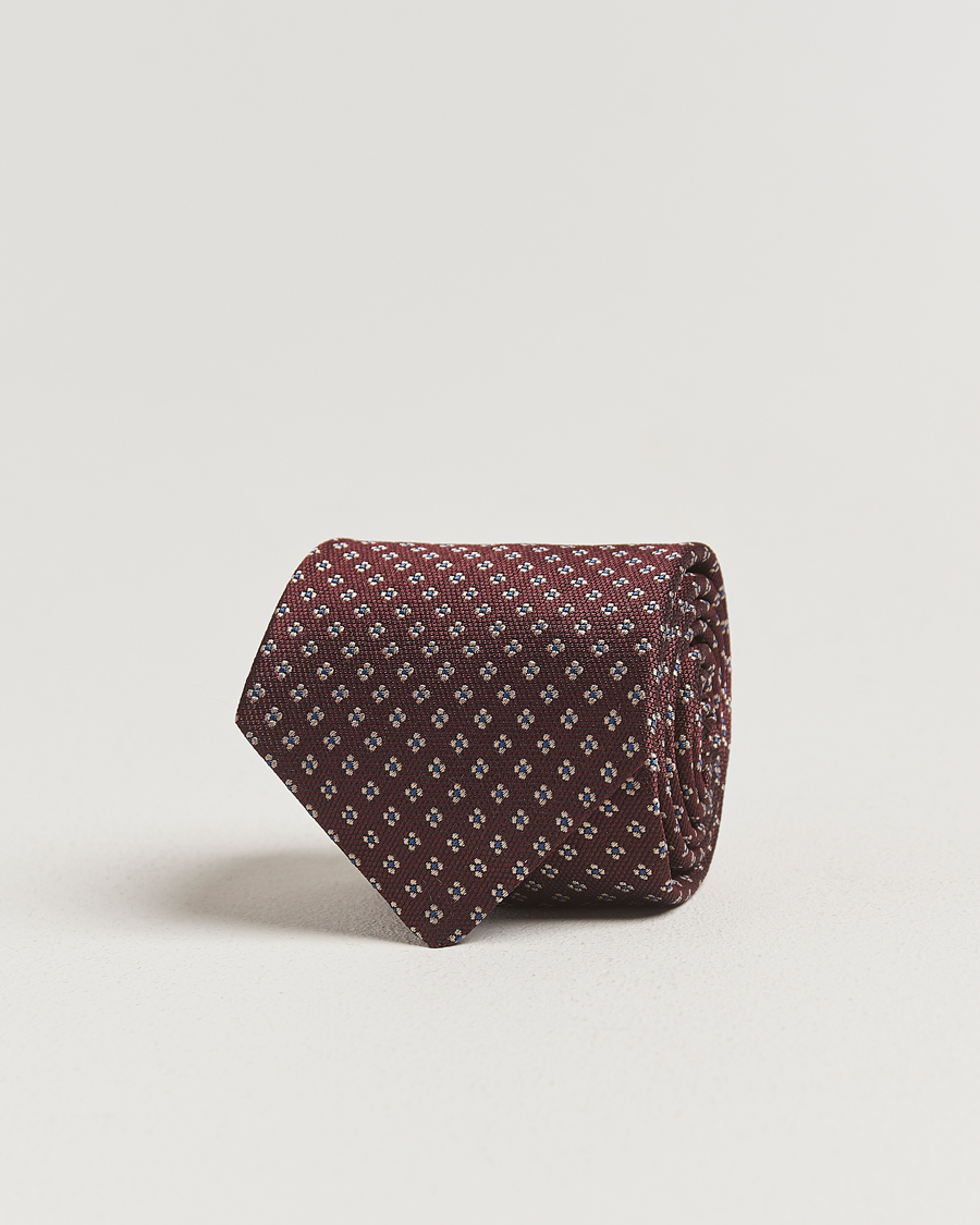 Herren | Krawatten | Amanda Christensen | Silk Flower 8cm Tie Wine