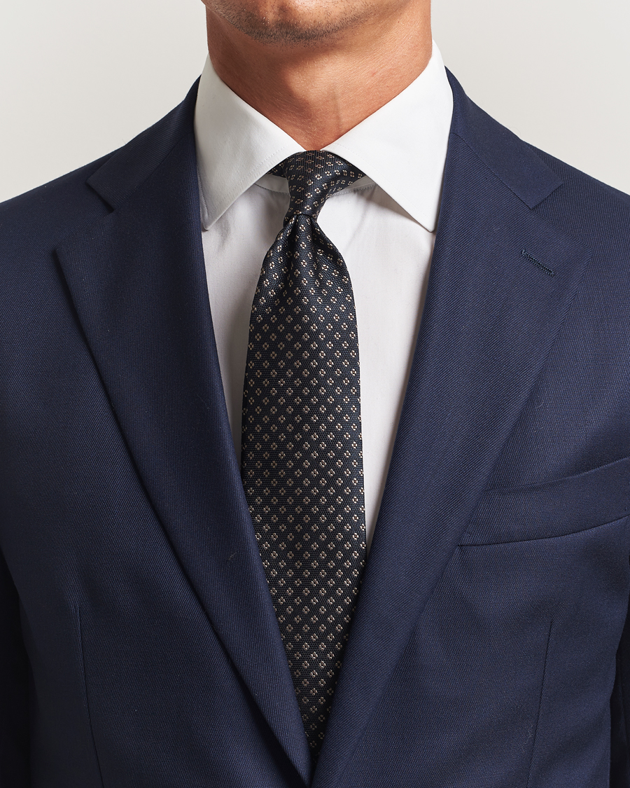 Herren | Krawatten | Amanda Christensen | Silk Flower 8cm Tie Navy