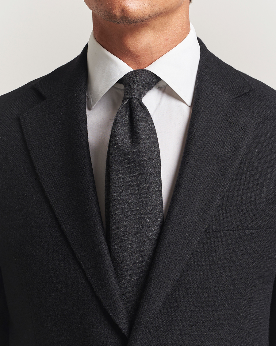 Herren | Krawatten | Amanda Christensen | Cashmere 8cm Tie Dark Grey