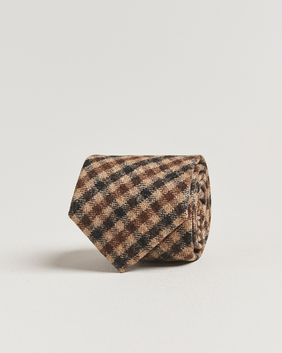 Herren | Krawatten | Amanda Christensen | Wool Checked 8cm Tie Beige Multi