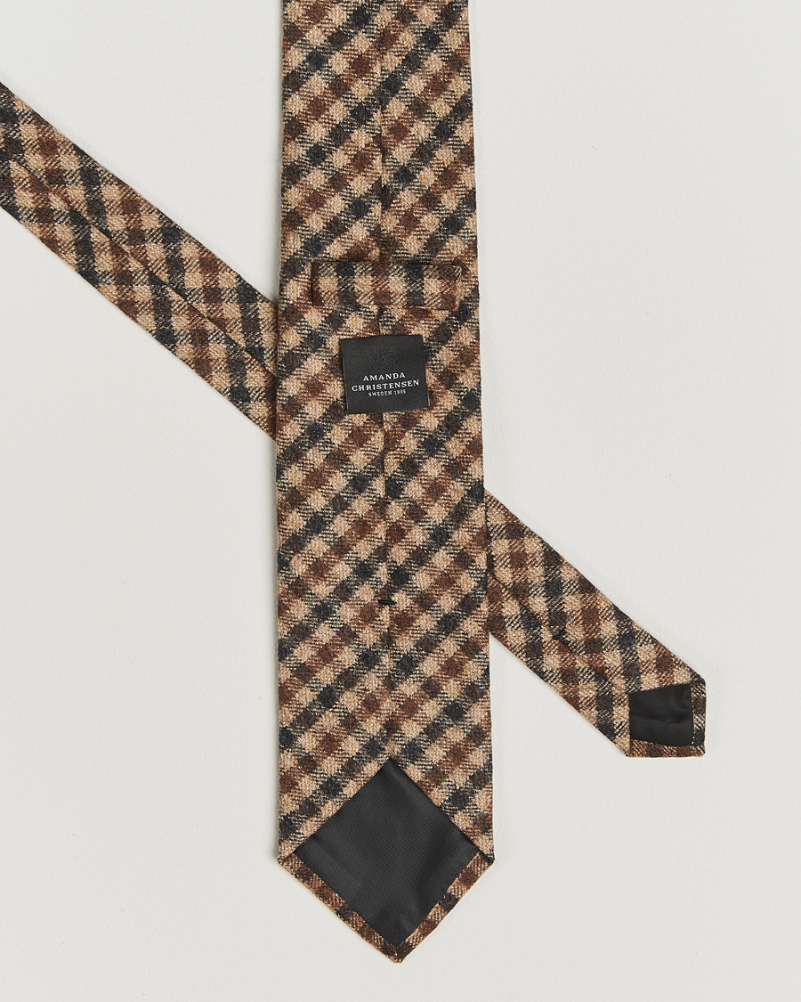 Herren | Krawatten | Amanda Christensen | Wool Checked 8cm Tie Beige Multi