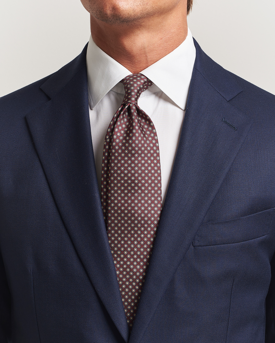 Herren | Krawatten | Amanda Christensen | Silk Oxford Printed Medallion 8cm Tie Wine