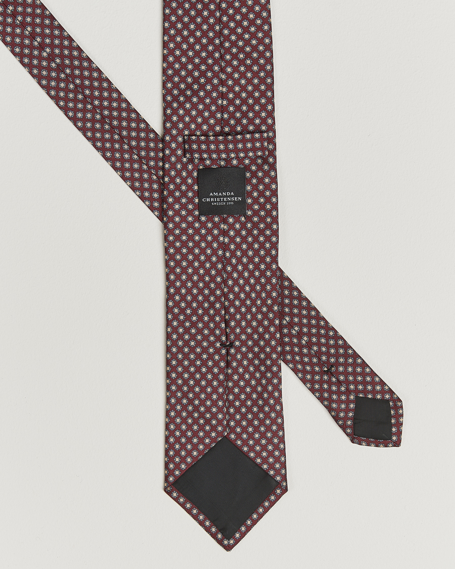 Herren | Krawatten | Amanda Christensen | Silk Oxford Printed Medallion 8cm Tie Wine