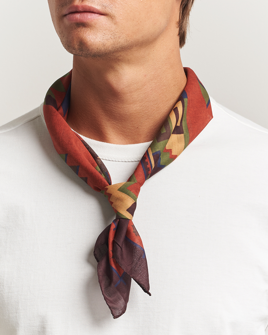 Herren | Tücher | Amanda Christensen | Cotton Voilé Printed Bandana Rust