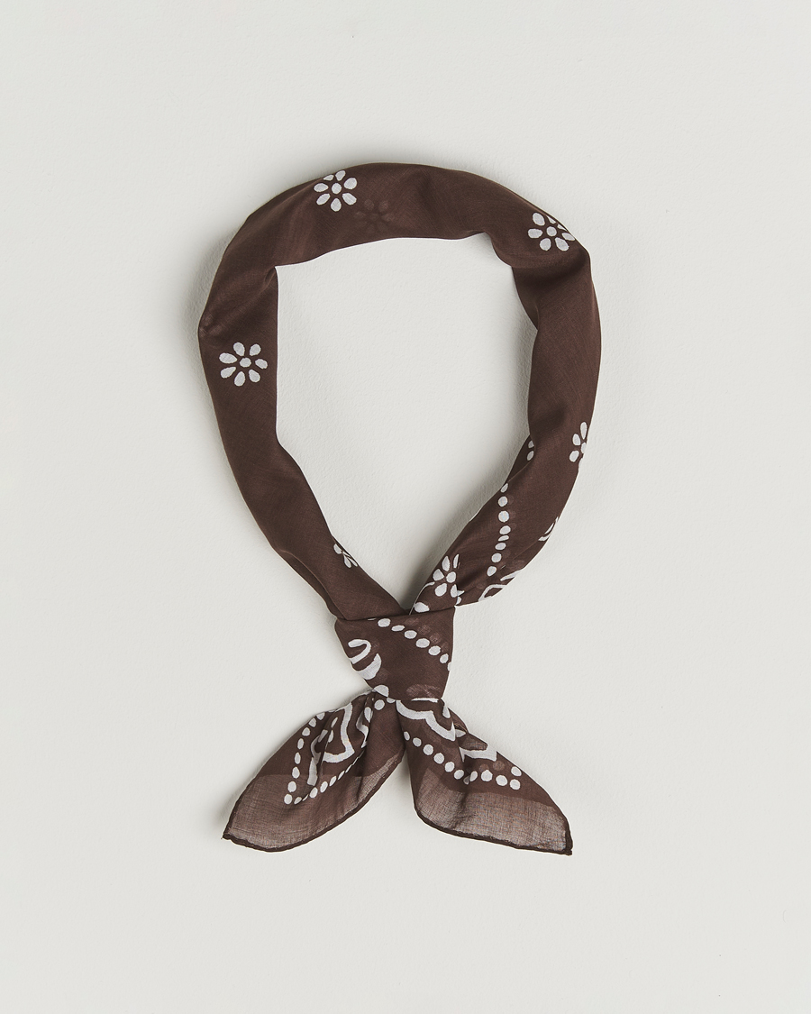 Herren | Tücher | Amanda Christensen | Cotton Voilé Printed Flower Bandana Brown
