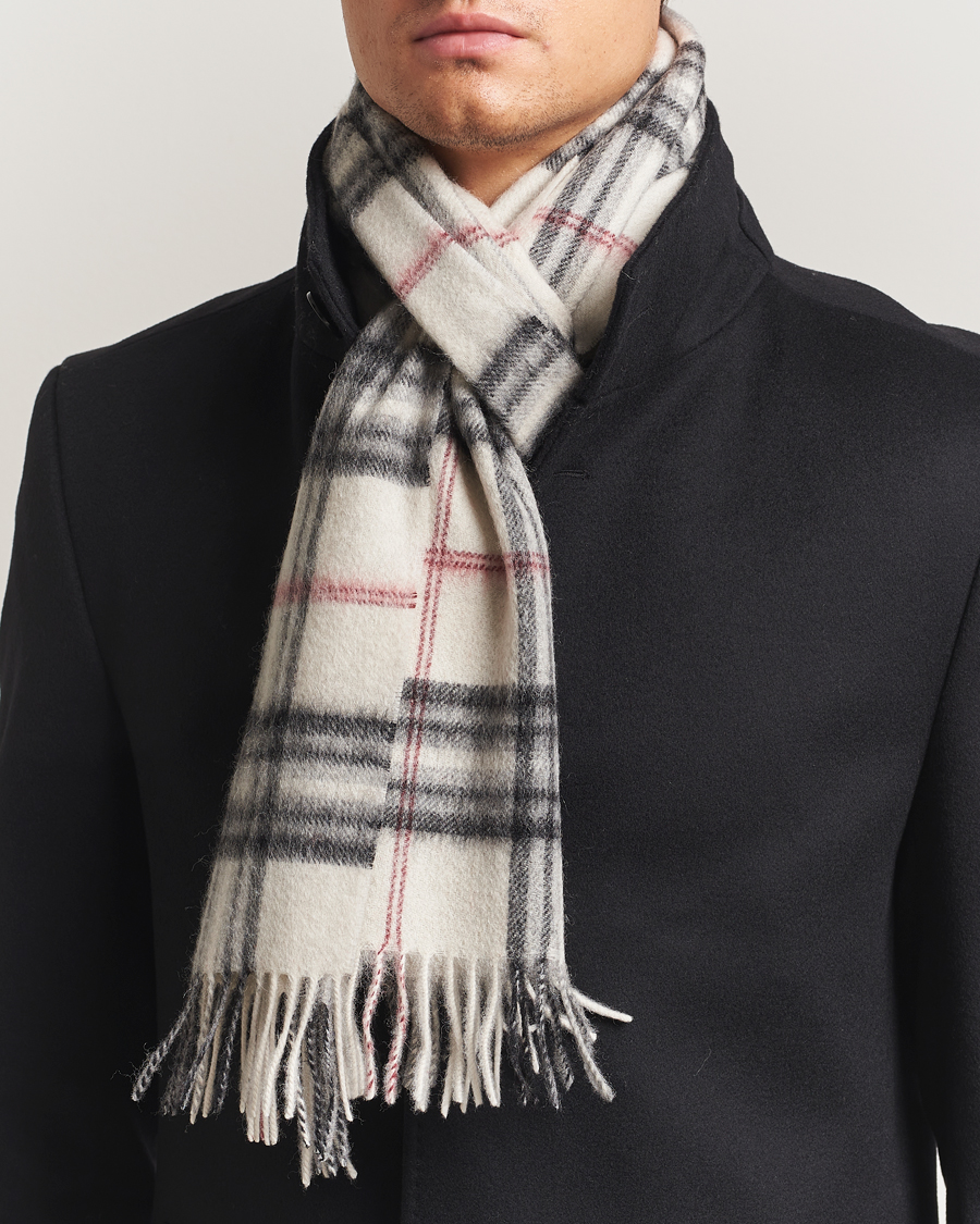 Herren | Schals | Amanda Christensen | Merino Wool Check Scarf Cream