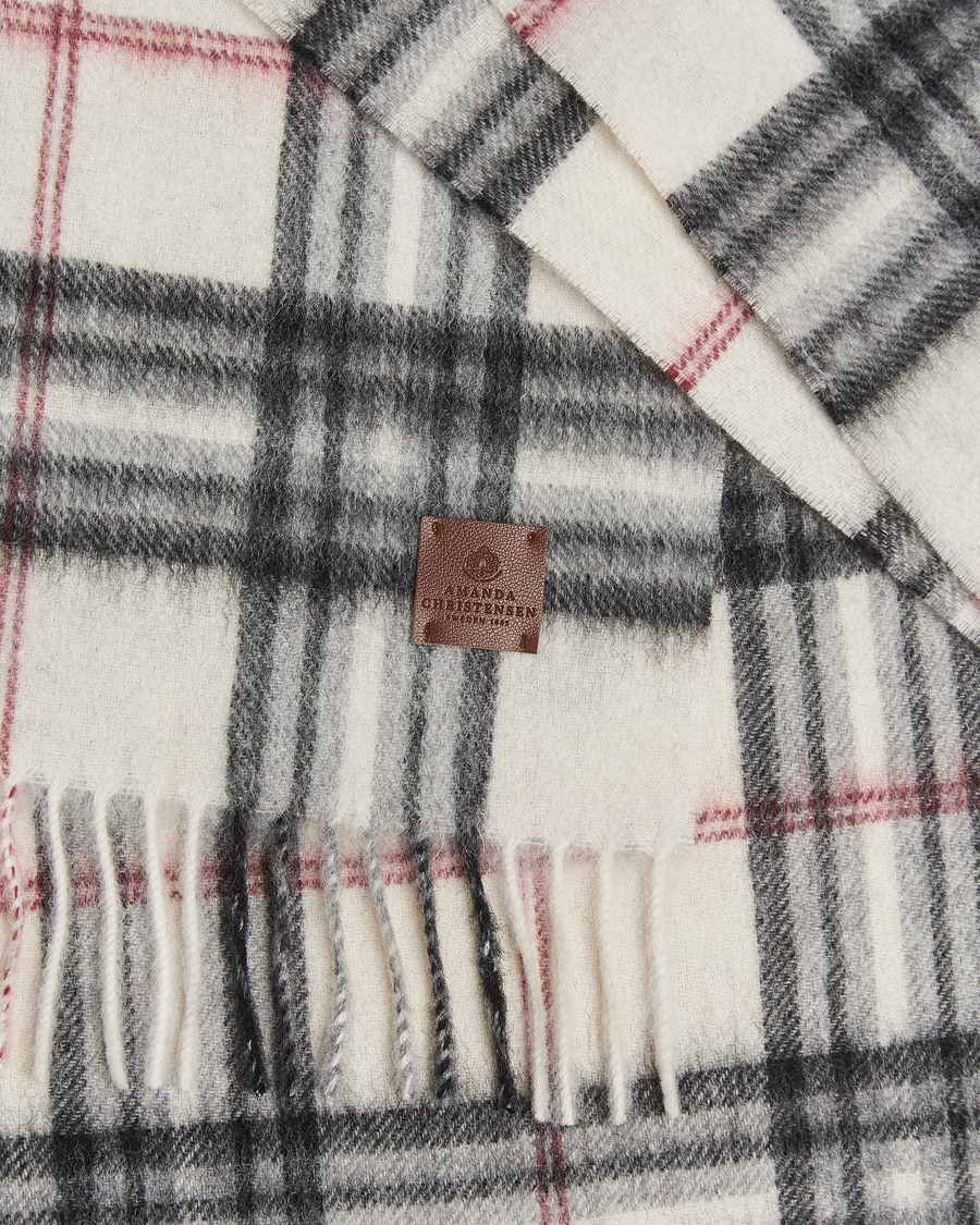 Herren | Schals | Amanda Christensen | Merino Wool Check Scarf Cream