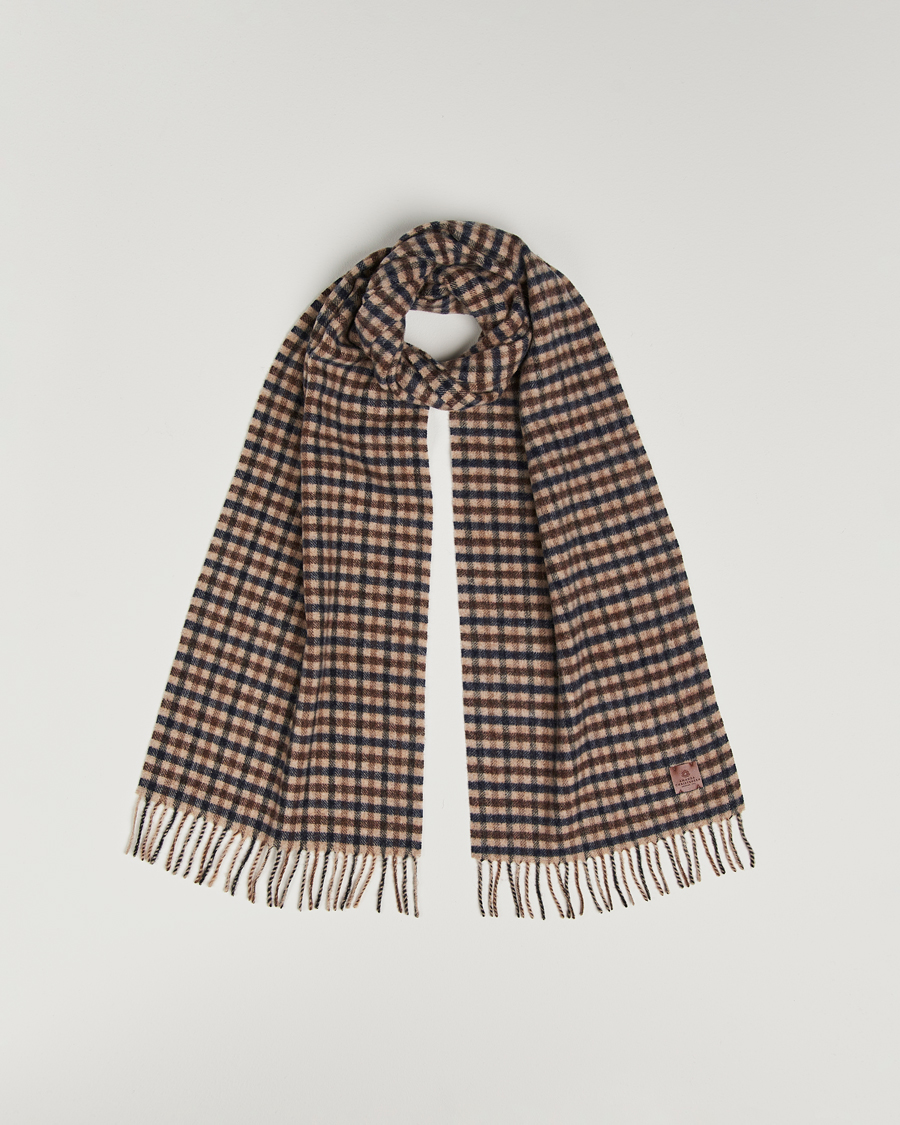 Herren | Schals | Amanda Christensen | Merino Wool Check Scarf Navy/Beige