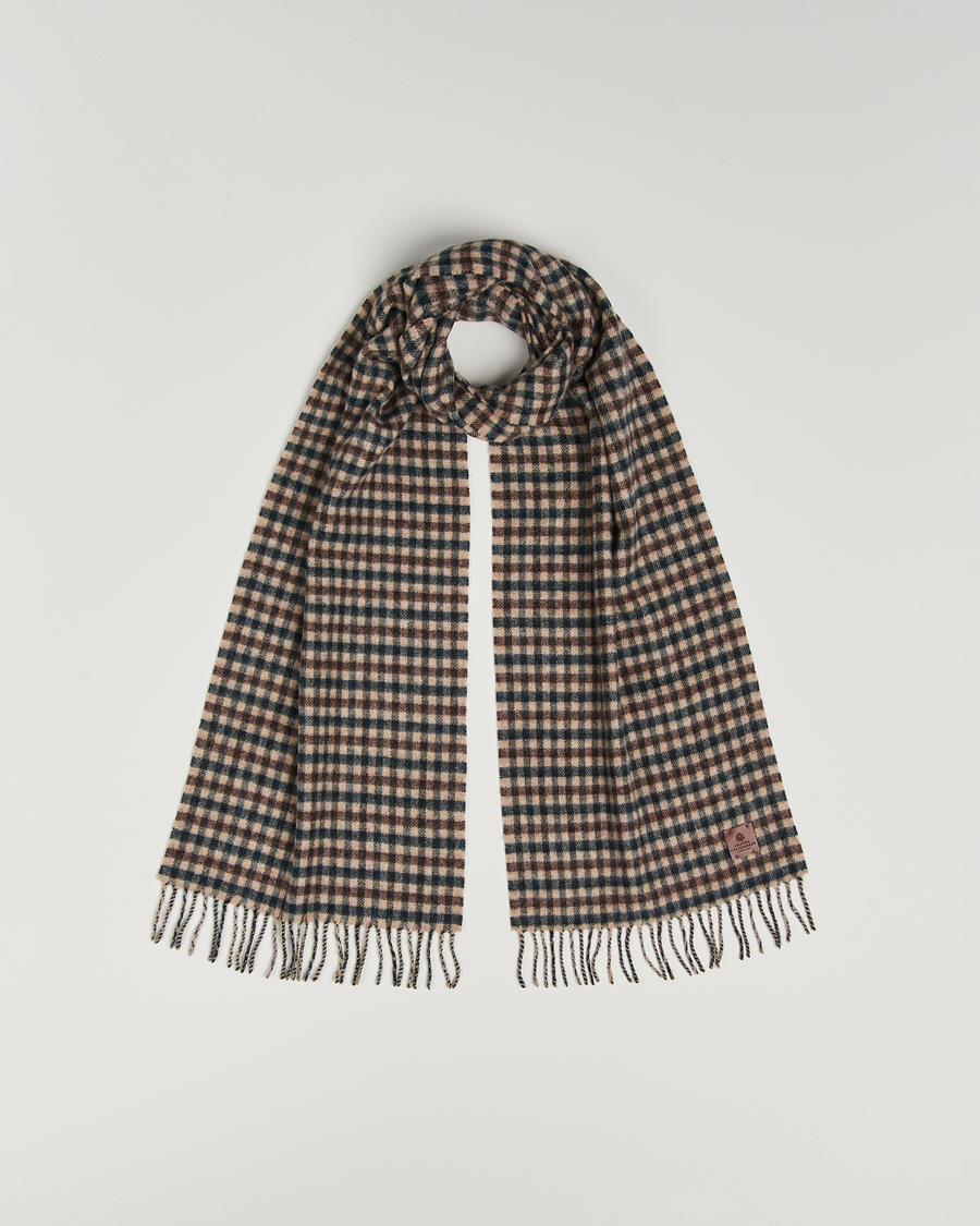 Herren | Schals | Amanda Christensen | Wool Check Scarf Green/Brown