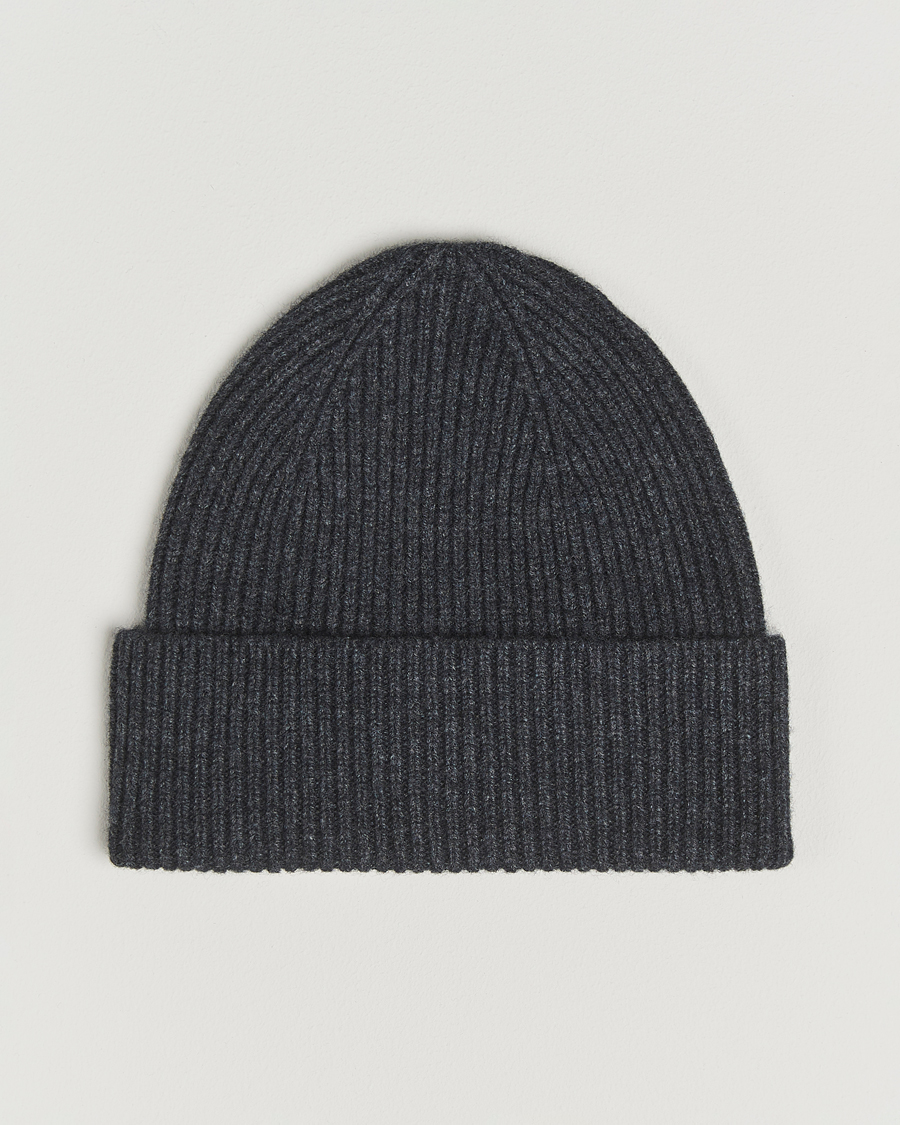 Herren | Mützen | Amanda Christensen | Rib Knitted Merino Wool Cap Anthracite Melange