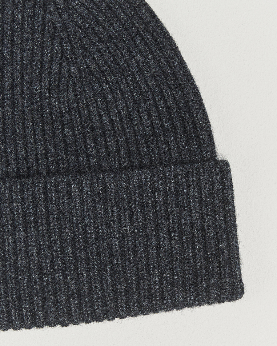 Herren | Mützen | Amanda Christensen | Rib Knitted Merino Wool Cap Anthracite Melange